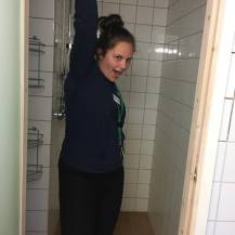 Me in the super nice shower at Karkku