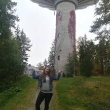 (Sorry for the quality of this pic) Me by the water tower in Laitila; I thought it was pretty cool